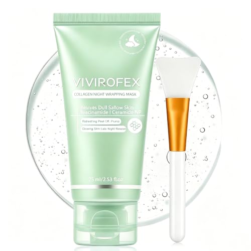 #ColaboraciónPagada<br>75ml Collagen Night Wrapping Mask Mascarilla Colageno Facial Coreana Mascarilla De ColáGeno Para La Cara Durante La Noche Elasticidad e Hidratación Piel Radiante Reafirma Los Poros Verde