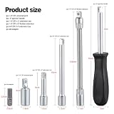 HSEAMALL 46 pièces Lot douilles et cliquet Chrome Vanadium 1/4" clé cliquet Adaptateur Jeu Coffret Douille - 6