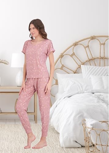 Image of Lucky Brand Women's Pajama Set - 4 Piece Sleep Shirt, Tank Top, Pajama Pants, Lounge Shorts (S-XL)