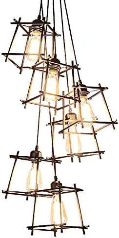 Lustre escalier industriel cage à 10 lumières E27 pour grand espace