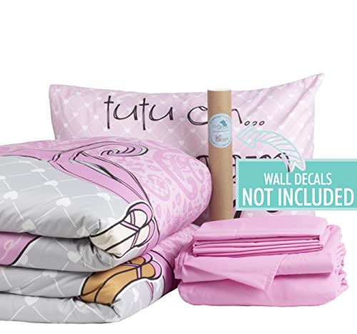Clauvinck Truly Reversible & Ultra Soft Microfiber 5-Piece Room-In-A-Bag Toddler And Kids' Comforter Bedding Set For Girls, Ballerinas - Twin Xl #TOP1