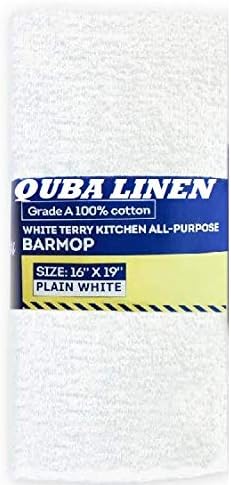 QUBA Linen - Bar Mops Towels, 12 Pack Premium Quality 100% Cotton, Size 16x19 Highly Absorbent and Multi-Purpose Cleaning Rags - Terry Towels for Home and Kitchen Machine Washable bar mops (12)