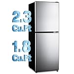 4.1 Cu.Ft Fridge with Bottom Freezer and Drawer, 2 Door Refrigerator with 7 Adjustable Temperature Settings for Bedroom, Dorm, Office, Apartment, Large Capacity, Silver