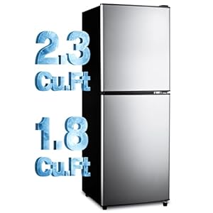 4.1 Cu.Ft Fridge with Bottom Freezer and Drawer, 2 Door Refrigerator with 7 Adjustable Temperature Settings for Bedroom, Dorm, Office, Apartment, Large Capacity, Silver