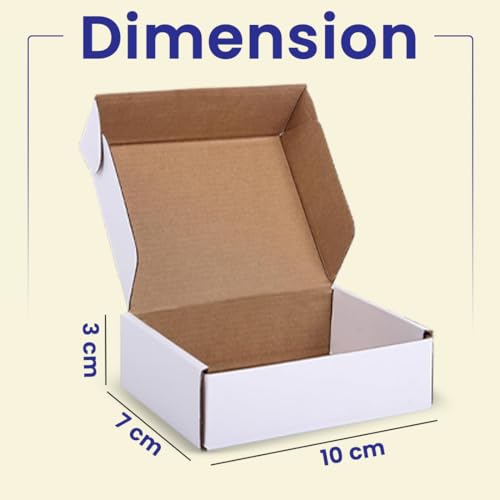 Image of ADDANBI White 3 Ply Self-Locking Corrugated Box 10 x 7 x 3.5 Inch Pack of 50 for Packaging, Storing, Courier, E-Commerce, gifting