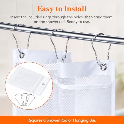 Lifewit Mesh Shower Caddy, 11 Pockets Hanging Shower Organizer with Quick Drying Mesh, Portable Space Saving Bathroom Organizer to Hold Soap, Shampoo and Cruise Ship Essentials, White, 1 Pack - 3