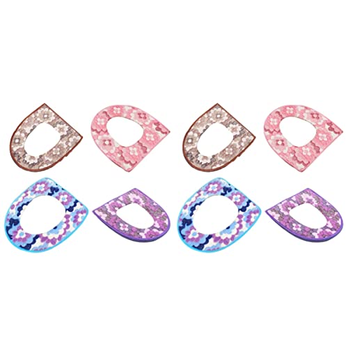 Cabilock 8Pcs Pads Home Pad Washable Toilet Bathroom Mixed Polyester Color Plush Pasting Closestool Winter Mat Cushion Accessories Thicken Cover Fuzzy Toilet Seat Cover #TOP25