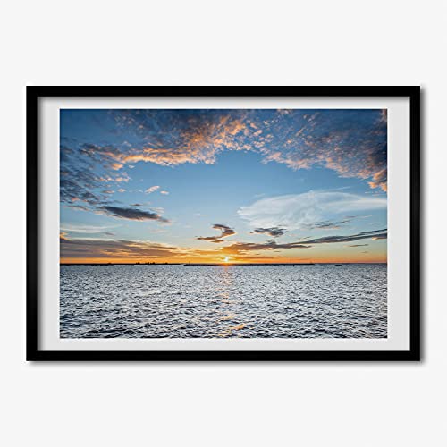 Tableau Moderne Crépuscule Au Bord De La Mer Cadre MDF En Bois