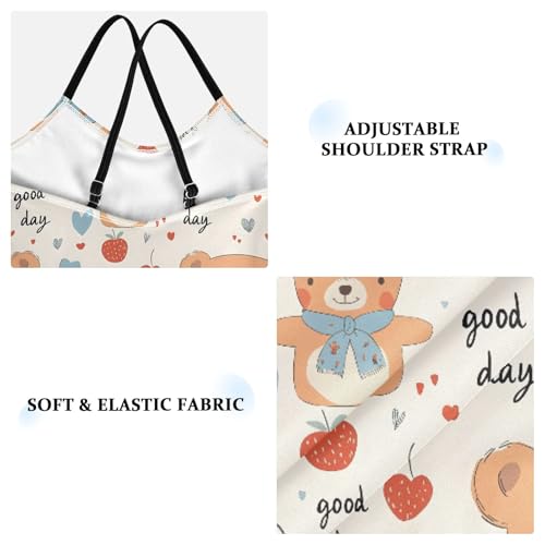 senya Girls Swimsuits One-Piece Swimwear Tie Bathing Suit Beach Summer Round Neck 7-8T Little Bear Apple Pattern3