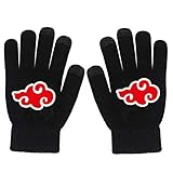 Handschuhe Winter, Fingerhandschuhe Naruto ​Akatsuki Kinderhandschuhe, Vollfinger Winter Gestrickte Strickhandschuhe, für Naruto Fans (Schwarz)