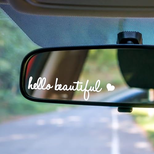 image for NEXIHOO 3x Hello Beautiful Rearview Mirror Decal,Vinyl Car Decals For 