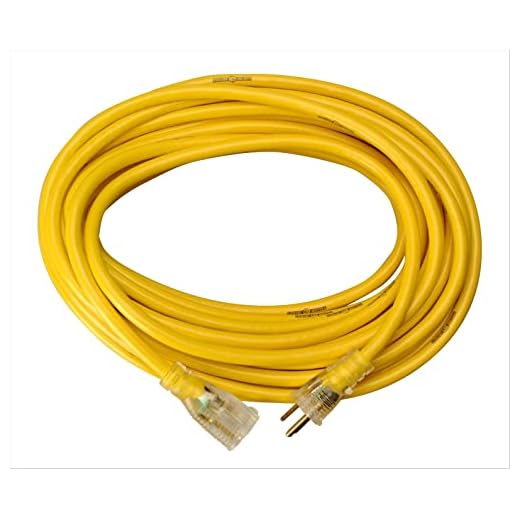 Southwire Yellow Jacket Heavy Duty Extension Cord - Reliable Outdoor Power for Tools & Equipment - Lighted End with Weather Resistant SJTW Jacket - 25 Foot