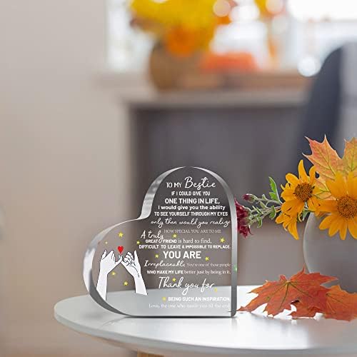 to My Bestie Gifts, Friendship Plaque Gifts, Base Stand with LED Light, Birthday Gifts for Women,Gifts for Friend, BFF Birthday Holiday Friendship Gift (for Bestie)