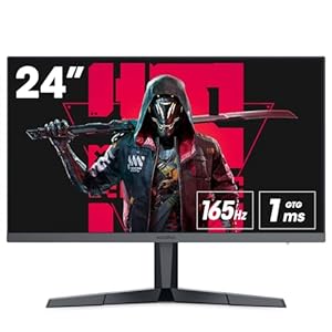 KOORUI Monitor Gaming, 24 Inch Computer Screen HDMI, 165Hz, 1080p, 1ms, IPS, FreeSync, Compatible G-sync, Tilt Adjustable, Eye Care, VESA Wall Mountable (FHD 1920×1080, DisplayPort) Black