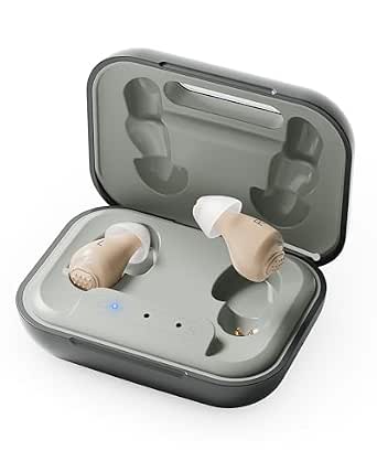 Hearing Aids for Seniors, OTC Rechargeable Invisible In-Ear Hearing Devices with Noise Reduction