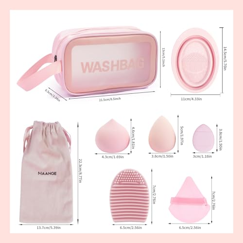 MAANGE Eye Makeup Brushes, 41 Pcs Premium Synthetic Precision Makeup Brush Set Contour Blush Eyeshadow Eyeliner Blending Make Up Brush Kit (Pink, 41 Piece Set)