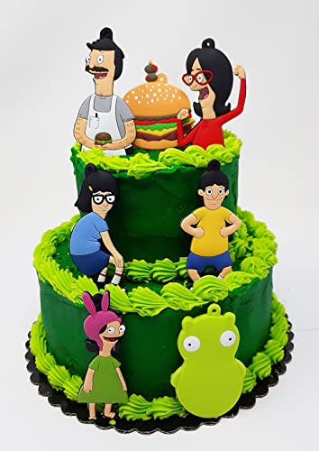 Burgers Cake Topper Set Featuring Bob, Linda, Tina, Louise, and Gene Belcher (Unique Design)