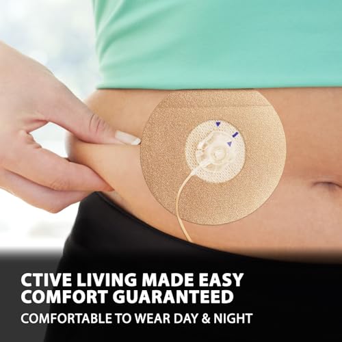Universal Adhesive Patches for CGM and Insulin Pumps,0.8-Inch Hole,40 Pack Waterproof & Breathable CGM Patches,Long Last Sensor Patches,Pre-Cut Adhesive Tape,CGM Protection,Skin-Friendly Patches,Beige — view 6