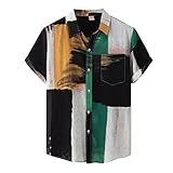 Zhiyao Camisa para hombre de manga larga/manga corta, camisa casual para hombre, corte regular, camisa hawaiana, camiseta para hombre, estampado hawaiano, playa, palmeras, varios colores, verde, M