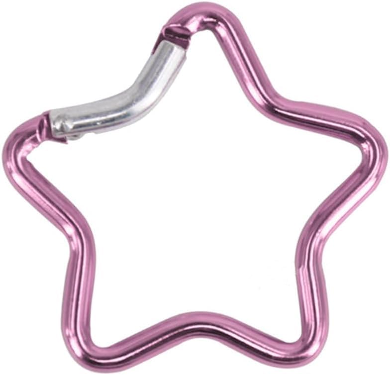 Star Carabiner, Star Shaped Climbing Buckle, Aluminum Alloy Heavy Duty Keyring Hook for Camping Fishing Hiking Traveling Aluminum Key Chain Clip Accessories (Pink)