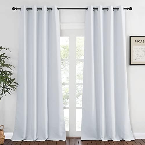NICETOWN Room Darkening Curtain Window Panel - (Greyish White Color) Solid Thermal Insulated Drape/Drapery for Bedroom,52x95 inches, 1 Pack