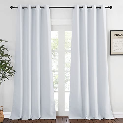 NICETOWN Blackout Living Room Curtain Greyish White - Home Fashion Grommet Thermal Insulated Room Darkening Curtain for Bedroom/Living Room (1 Panel,