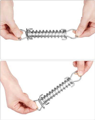 QWORK® 4X Edelstahl Spannfeder mit Haken und Schiebeschnalle, Zugfeder für Sonnensegel, Zelt, Markise (17,5 cm)
