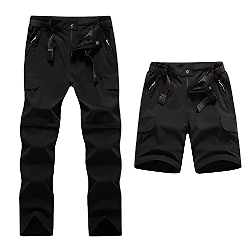 Naudamp Women's Outdoor Quick Dry Hiking Trousers Lightweight Convertible Stretch Climbing Pants Casual Waterproof Breathable Trousers Black