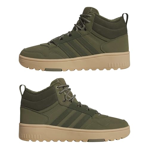 Adidas Unisex-Adult Hoops 4.0 Mid Top, Olive Strata/Night Cargo/Gum, 9