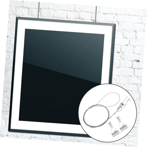 Image of TEHAUX 2set Heavy Duty Adjustable Picture Hanging Hardware Wire and Rail Hooks for Secure Display of Art Photos and Mirrors with Wire and Hooks for Easy Installation
