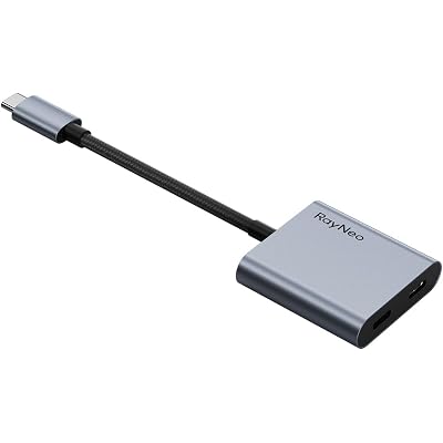 RayNeo USB-C to Glasses Charging Adapter - Charge & Play, for Switch (Not Switch 2)/PS5/Xbox/Mac/Laptops & DP Alt Mode Devices, 100W PD Charging & 4K@60Hz Output - for Air 4/Air 3 Series AR Glasses