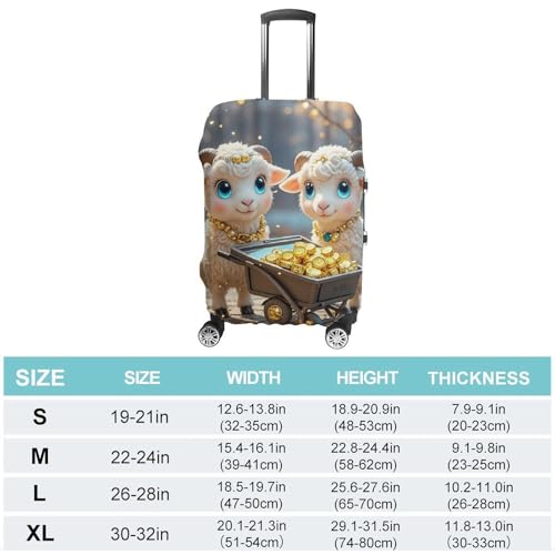 Little Lamb Brings Wealth Luggage Cover, Elastic Luggage Protector Fits 19-32in Suitcases, Washable & Anti-Scratch Suitcase Cover for Men Women XL2