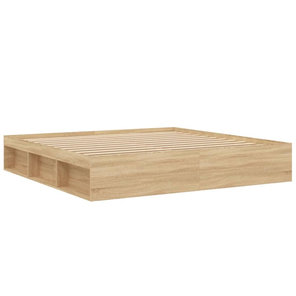 Gecheer Struttura Letto,Giroletto,Matrimoniale,Moderno,in Legno Multistrato,Rovere Sonoma,con Senza Testiera,con Porta Libri,200x200 cm,Letto con Doghe, Letto,Matrimoniale Moderno,200x200 cm