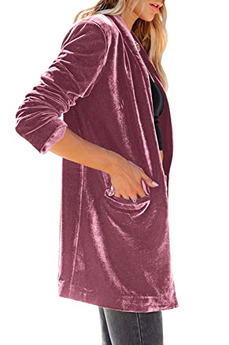 Fshaoes Womens Casual Velvet Blazers Open Front Long Sleeve Lapel Collar Lightweight Work Office Jackets Blazer #TOP2