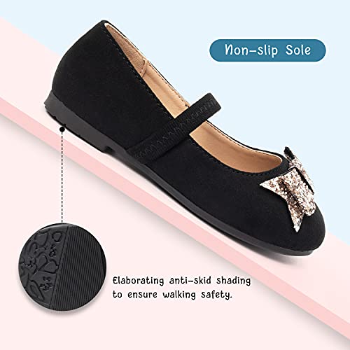 Luffymomo Toddler/Little Kid Girls Mary Jane Dress Shoes Party Princess Flats Strap Ballet Dance Shoes(6 Toddler Black-B) #TOP4
