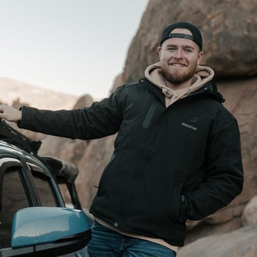 Venustas Men's Heated Jacket with Battery Pack, Windproof Electric Insulated Coat with Detachable Hood2