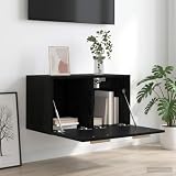 Weilusique Armadio da parete nero effetto rovere, 60 x 36,5 x 35 cm, con vano portaoggetti, porta reversibile, montaggio a parete per soggiorno, ufficio, corridoio, cucina