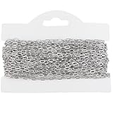 Beebeecraft Cadena de Clip de Papel de Plata de (30) cm 32.8mm 2.5mm de Acero Inoxidable Ovalada para Collar con Eslabones Largos Soldados para Hacer Joyas Pulseras Pendientes Manualidades.