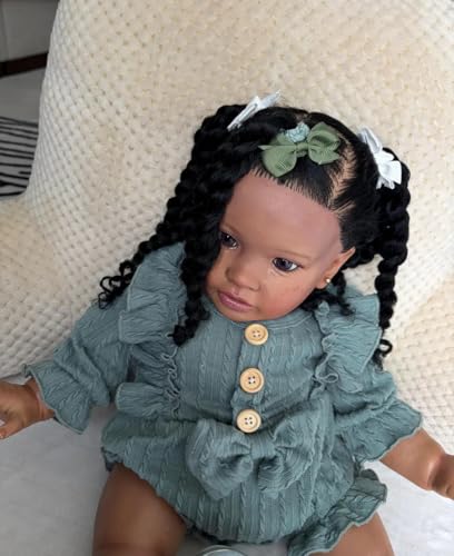 Muñeca Reborn Niña Negra Pippa 68 cm Realista miniatura 4