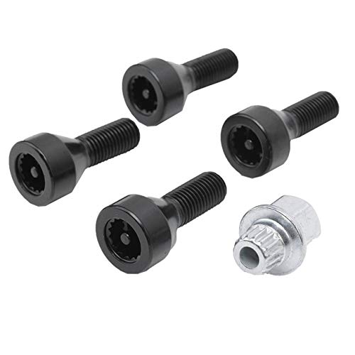 FPHIUE Wheel Lock Set Black Lug Bolts for BMW for Z4 2003-2014 | for BMW for M3 1988-1991, 1995-1999, 2001-2006, 2008-2013 | for BMW for 328i 1996-2000, 2007-2013
