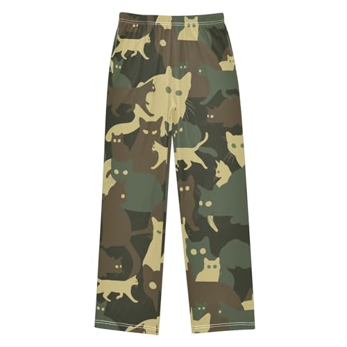 Boys' Pants Forest Camouflage Cats Long Bottoms Jogger Pants Elastic Waist Trousers with Pockets S-XL