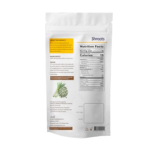 Image of SHROOTS Dehydrated Chopped Spring Onion Flakes | 100% Natural & Aromatic | Rich in Nutrients for Immune Support & Digestive Health | Perfect for Soups, Salads & Cooking | 20g (Pack of 1)