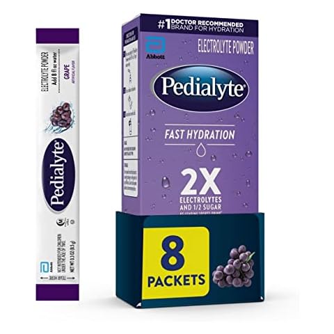 Pedialyte Fast Hydration Electrolyte Powder Packets, Grape, Hydration Drink, 8 Single-Serving Powder Packets Cover