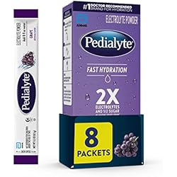 Pedialyte Fast Hydration Electrolyte Powder Packets, Grape, Hydration Drink, 8 Single-Serving Powder Packets
