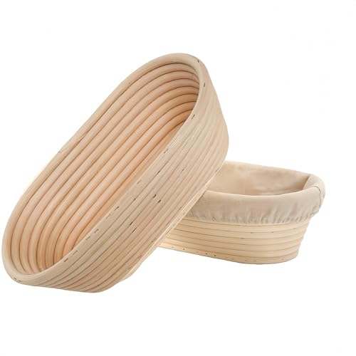 Cestino per la lievitazione del pane,2 pezzi, in rattan naturale, ovale per impasto di pane, pizza e pasticceria