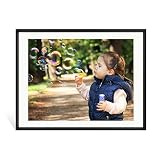 FOLKOR 12x16 Black Picture Frame with Mat for 11x14 Pictures or without Mat for 12x16, Aluminum Phot