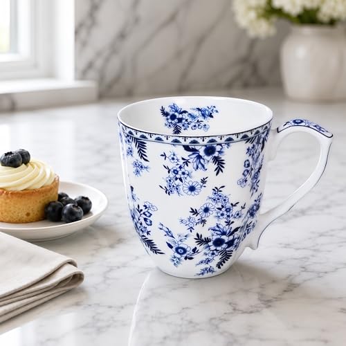 Taza de porcelana Bone China floral 14oz elegante miniatura 3
