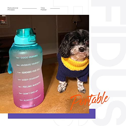 Fidus Large 1 Gallon/128Oz Motivational Water Bottle With Time Marker & Straw,Leakproof Tritan Bpa Free Water Jug,Ensure You Drink Enough Water Daily For Fitness,Gym And Outdoor Sports #TOP5