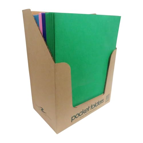 Roaring Spring Paper Pocket Folders, 50-Pack, Letter Sized, Double Dip Assorted Colors, 50 Sheet Capacity, Twin Pockets, Die Cut for Business Cards, Proudly Made in USA!