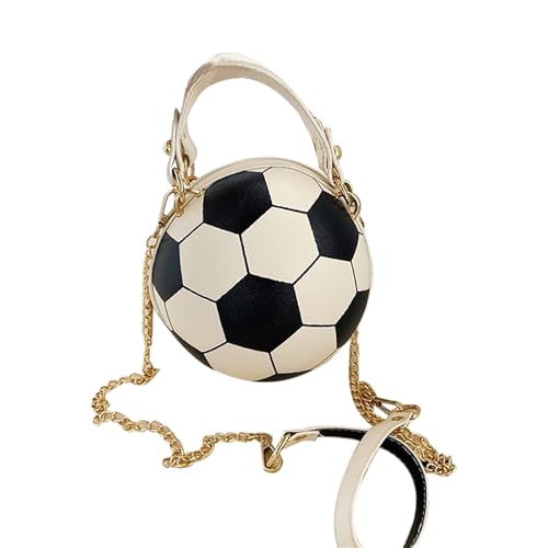 Soccer Ball Crossbody Bag for Women Football Shaped Crossbody Wallet PU Shoulder Bag for Shopping & Keys Round Messenger Bag